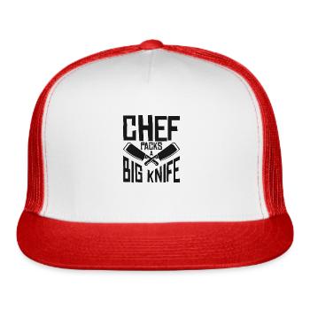 Chef Big Knife Slicing Cooking Meals - Trucker Hat - white/red - Front