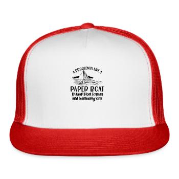 Origami Paper Boat Inspiring Paper Folding - Trucker Hat - white/red - Front