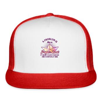 Origami Paper Boat Inspiring Paper Folding - Trucker Hat - white/red - Front