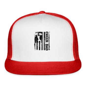Cheerleader Proud Cheer Dad Cheerleading American - Trucker Hat - white/red - Front