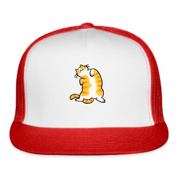 Orange Tabby Cat - Trucker Hat - white/red - Front