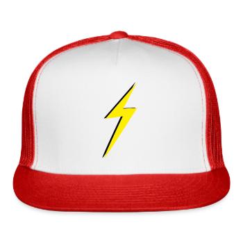 double Lightning Bolt Yellow And Black - Trucker Hat - white/red - Front