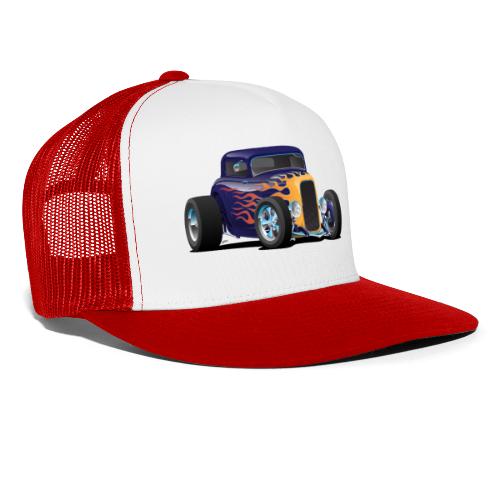 Vintage Hot Rod Car with Classic Flames - Trucker Cap