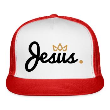 Jesus (Rounded) - Trucker Hat - white/red - Front