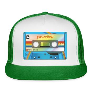 Cassette with Favorites - Trucker Hat - white/kelly green - Front