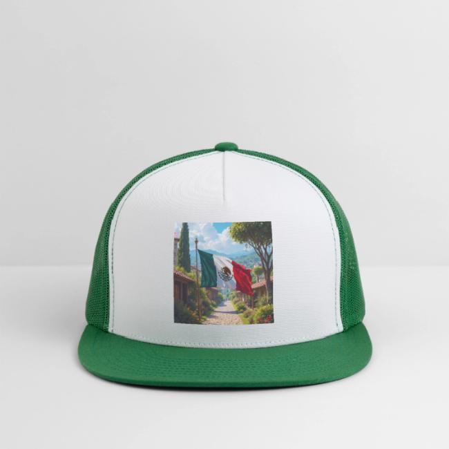 Mexican flag surrounded by nature and magic town