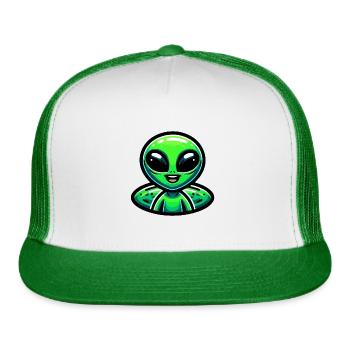 Alien Happy - Trucker Hat - white/kelly green - Front