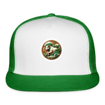 ISTJ Wood Ox: The Steadfast Sentinel - Trucker Hat - white/kelly green - Front