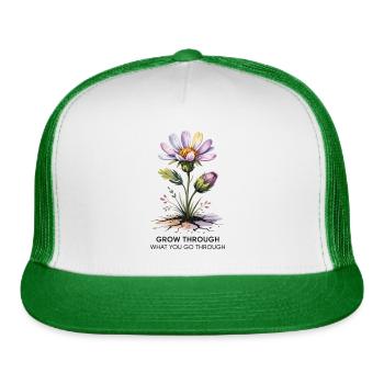 Grow Through What You Go Through Inspirational - Trucker Hat - white/kelly green - Front