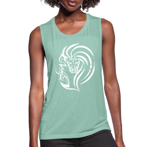 Fierce Lion Logo in White - Women's Flowy Muscle Tank by Bella