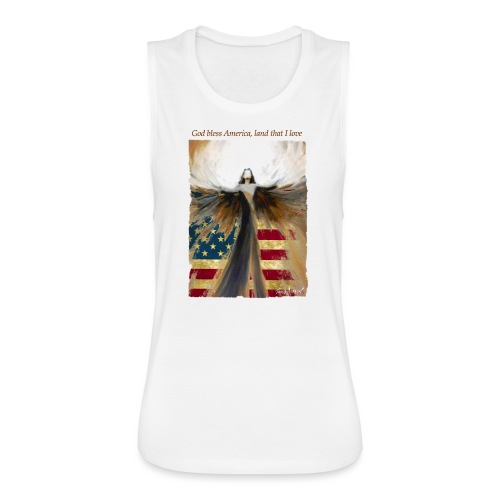 God bless America Angel_Strong color_Brown type - Women's Flowy Muscle Tank by Bella