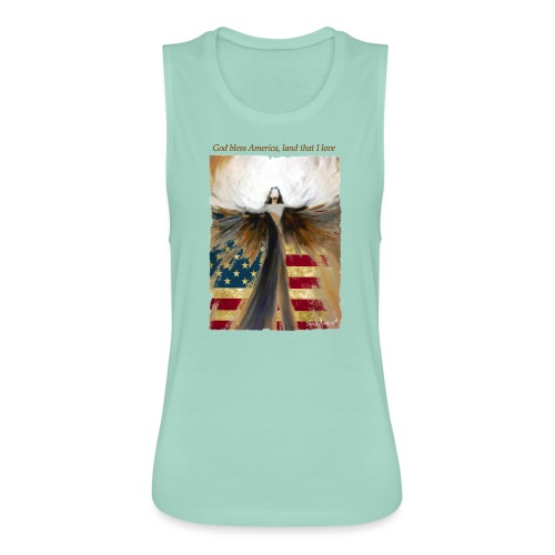 God bless America Angel_Strong color_Brown type - Women's Flowy Muscle Tank by Bella