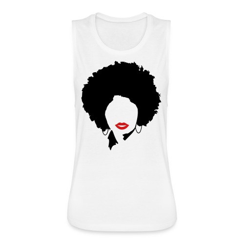 Afro with red lips - Women's Flowy Muscle Tank by Bella