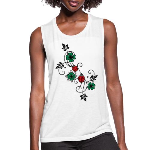 Tendril with shamrocks and ladybirds. - Women's Flowy Muscle Tank by Bella