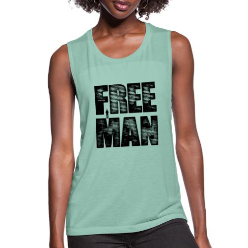 FREE MAN - Black Graphic - Women's Flowy Muscle Tank by Bella