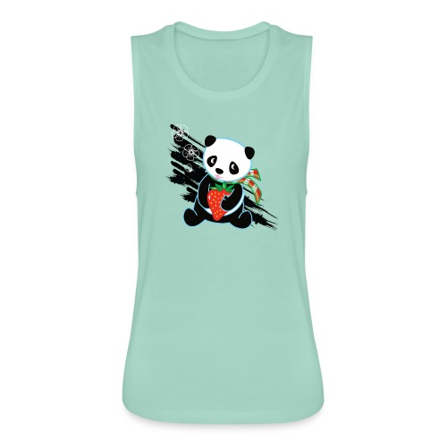 Cute Kawaii Panda T-shirt by Banzai Chicks - Women's Flowy Muscle Tank by Bella