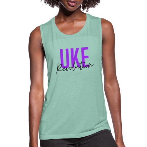 Front & Back Purple Uke Revolution Get Your Uke On - Women's Flowy Muscle Tank by Bella