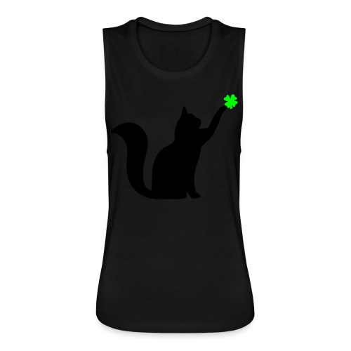 Cat and 4 Leaf Clover - Women's Flowy Muscle Tank by Bella