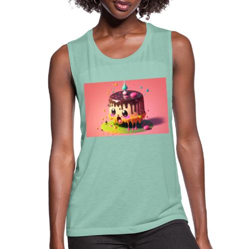 Cake Caricature - January 1st Psychedelic Desserts - Women's Flowy Muscle Tank by Bella