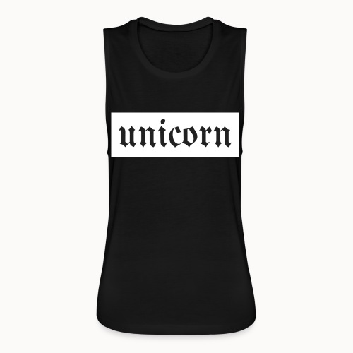 Gothic Unicorn Text White Background - Women's Flowy Muscle Tank by Bella