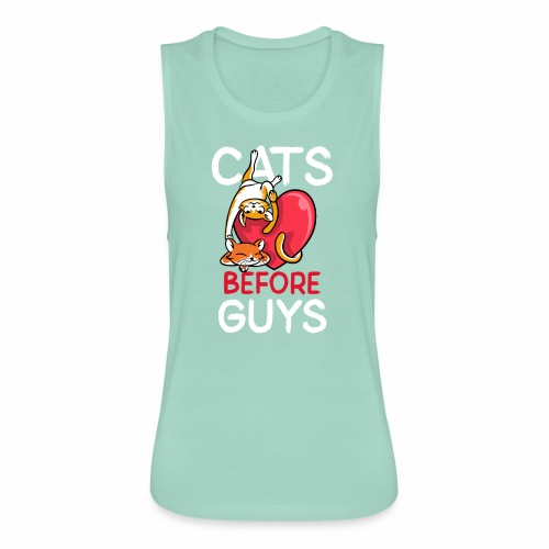 two cats before guys heart anti valentines day - Women's Flowy Muscle Tank by Bella