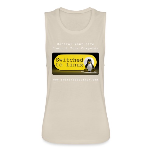 Switched To Linux Logo and White Text - Women's Flowy Muscle Tank by Bella