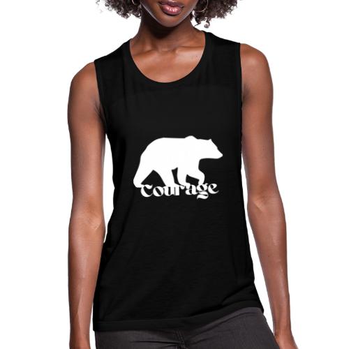 Courage Bear White - Women's Flowy Muscle Tank by Bella