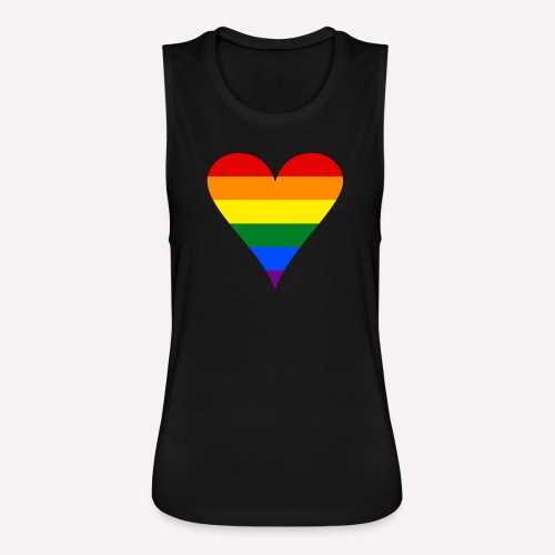 Gay Pride Rainbow Heart Funky - Women's Flowy Muscle Tank by Bella