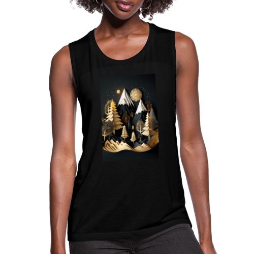 Gold and Black Wonderland - Whimsical Wintertime - Women's Flowy Muscle Tank by Bella