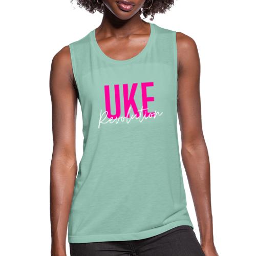 Front & Back Pink Uke Revolution + Get Your Uke On - Women's Flowy Muscle Tank by Bella