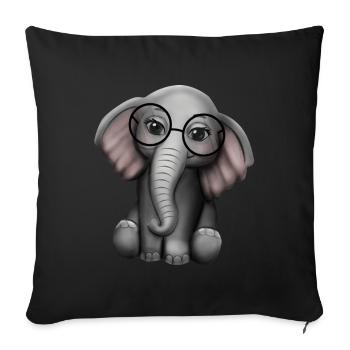 Cute Elephant Nerd Glasses Gift Elephants - Throw Pillow Cover 17.5” x 17.5” - black - Front