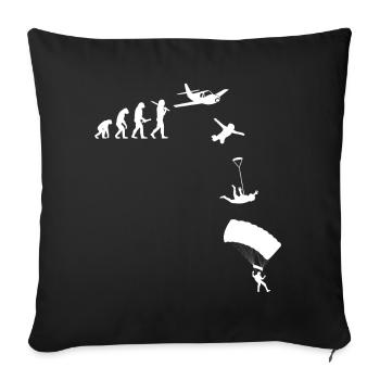 Skydive, Skydiving, Parachute, Parachutist, Shirt - Throw Pillow Cover 17.5” x 17.5” - black - Front
