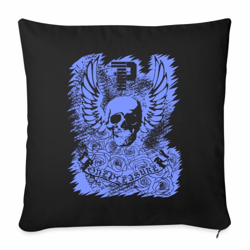Cool OnePleasure Purple Skull Wings Roses Banner - Throw Pillow Cover 17.5” x 17.5”