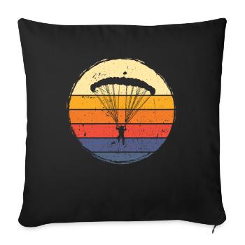 Parachute, Skydive, Freefly, Skydiving Head Down - Throw Pillow Cover 17.5” x 17.5” - black - Front
