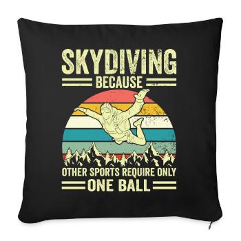 Skydive parachutist, parachute skydiver gift - Throw Pillow Cover 17.5” x 17.5” - black - Front