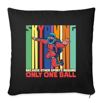 Skydive parachutist, parachute skydiver gift - Throw Pillow Cover 17.5” x 17.5” - black - Front