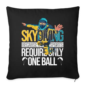 Skydive parachutist, parachute skydiver gift - Throw Pillow Cover 17.5” x 17.5” - black - Front