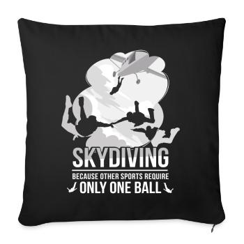 Skydive parachutist, parachute skydiver gift - Throw Pillow Cover 17.5” x 17.5” - black - Front