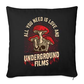 Independent Underground Film Halloween Horror - Throw Pillow Cover 17.5” x 17.5” - black - Front