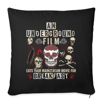 Independent Underground Film Halloween Horror - Throw Pillow Cover 17.5” x 17.5” - black - Front