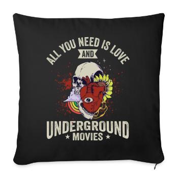 Independent Underground Film Halloween Horror - Throw Pillow Cover 17.5” x 17.5” - black - Front