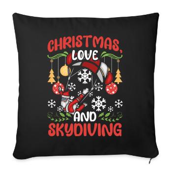 Parachute Skydive Christmas, Love And Skydiving - Throw Pillow Cover 17.5” x 17.5” - black - Front