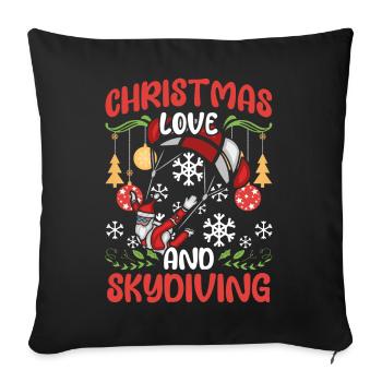 Parachute Skydive Christmas, Love And Skydiving - Throw Pillow Cover 17.5” x 17.5” - black - Front