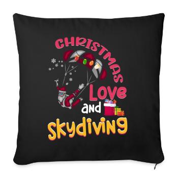 Parachute Skydive Christmas, Love And Skydiving - Throw Pillow Cover 17.5” x 17.5” - black - Front