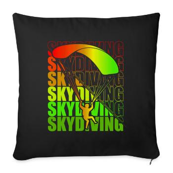Skydive parachutist, parachute skydiver gift - Throw Pillow Cover 17.5” x 17.5” - black - Front