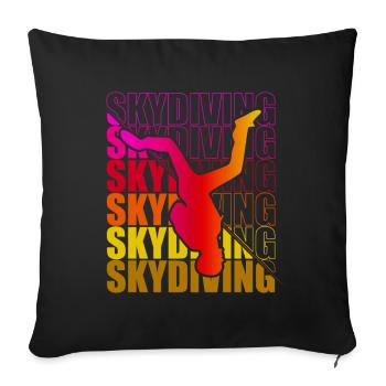 Skydive parachutist, parachute skydiver gift - Throw Pillow Cover 17.5” x 17.5” - black - Front