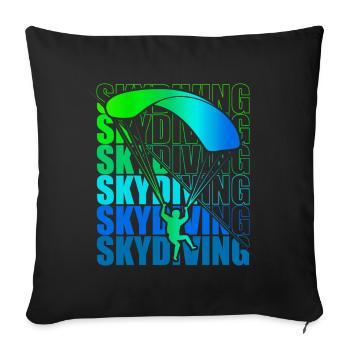 Skydive parachutist, parachute skydiver gift - Throw Pillow Cover 17.5” x 17.5” - black - Front