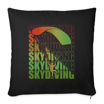 Skydive parachutist, parachute skydiver gift - Throw Pillow Cover 17.5” x 17.5” - black - Front