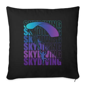 Skydive parachutist, parachute skydiver gift - Throw Pillow Cover 17.5” x 17.5” - black - Front