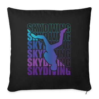 Skydive parachutist, parachute skydiver gift - Throw Pillow Cover 17.5” x 17.5” - black - Front